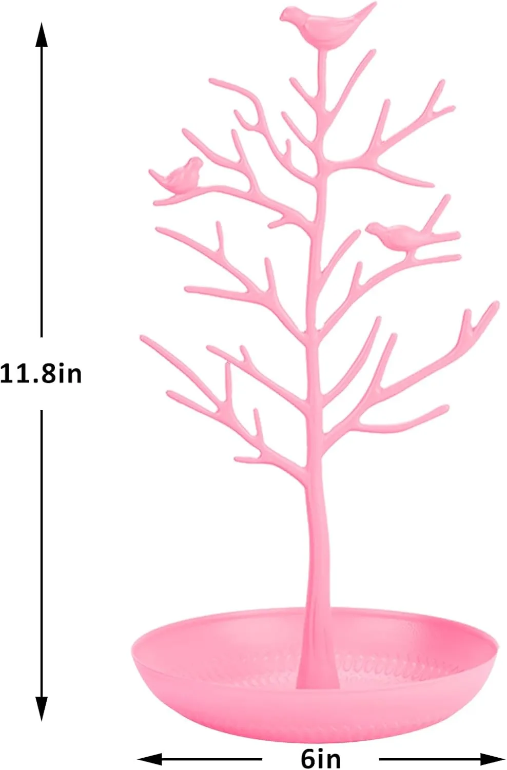 AUTODECO Set of 1 Retro Jewelry Tree Organizer for Necklaces and Earrings Ring Holder Display Jewelry Tower Tree Great for Women Pink