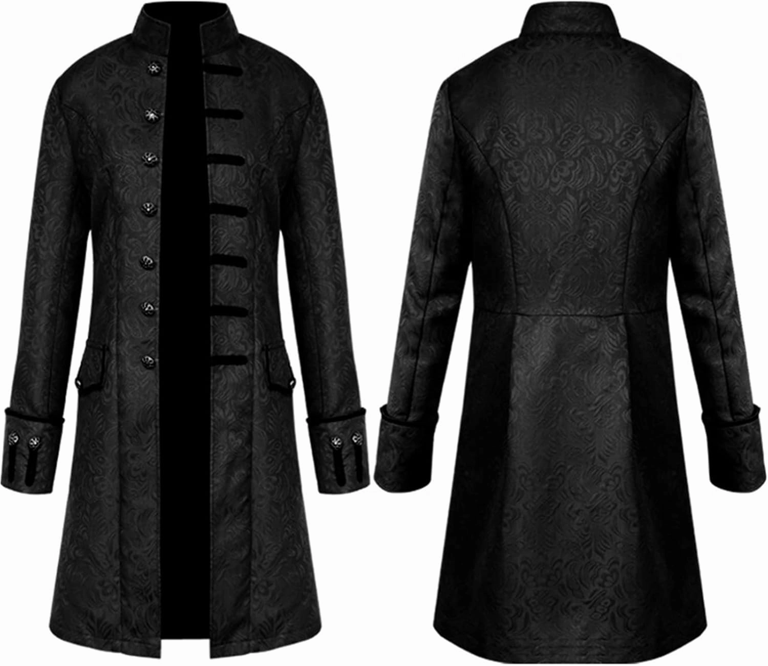 AwwwCos Men Steampunk Coat Colonial Jacket White Shirt Full Set Vintage Medieval Victorian Costume Tailcoat Suit