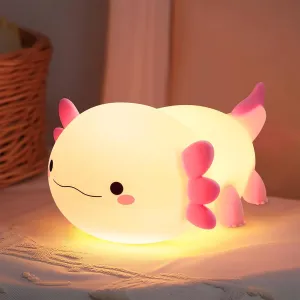 Axolotl Night Light for Kids, Nursery Axolotl Lamp Gifts for Women, Girls,Baby Night Light, Dimmable Silicone Cute Table LED Rechargeable Lamp for Toddler Room Decor
