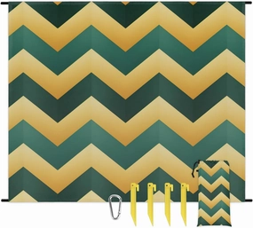 Aztec Theme Beach Blanket, Sandproof Beach Mat, 68 x 59 Waterproof Quick Drying Sand Free Mat with 4 x Ground Spikes for Outdoor Travel Camping Hiking, Wave Stripe