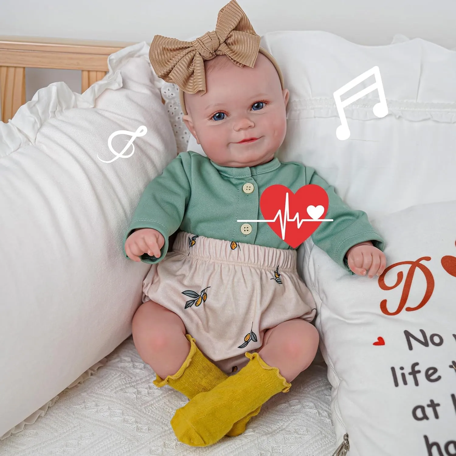 BABESIDE 3-in-1 Interactive Reborn Baby Dolls with Breathe Heartbeat Coos, 20Inch Soft Vinyl Poseable Realistic Baby Dolls Cute Smiling Real Life Baby Doll for 3  Years Old Girls