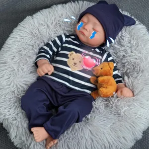 BABESIDE Realistic Baby Doll with Heartbeat - Kai, 17 inch Handmade Reborn Baby Dolls Boy with Crying and Babbling Voice, Real Baby Dolls That Look Real for Girls Boys Kids Age 3 