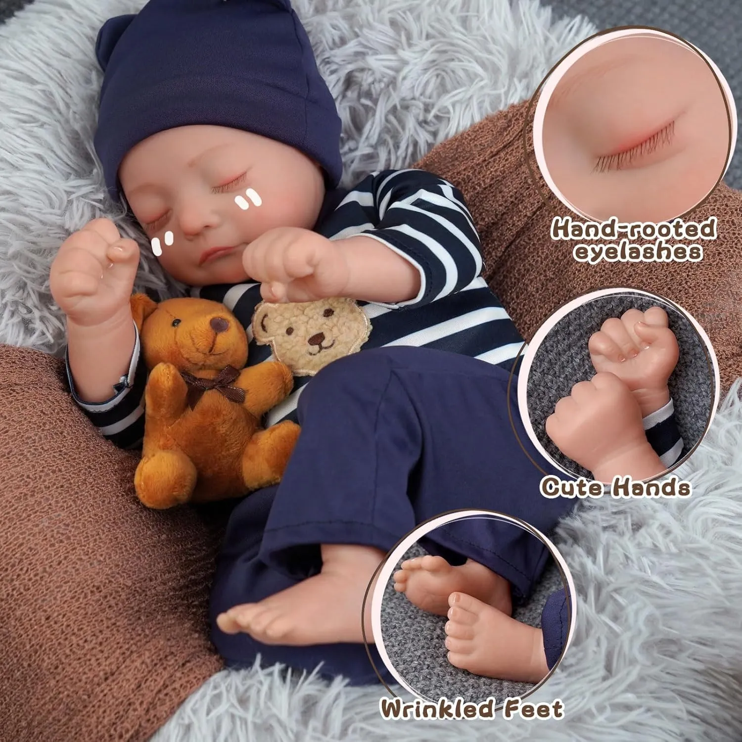BABESIDE Realistic Baby Doll with Heartbeat - Kai, 17 inch Handmade Reborn Baby Dolls Boy with Crying and Babbling Voice, Real Baby Dolls That Look Real for Girls Boys Kids Age 3 