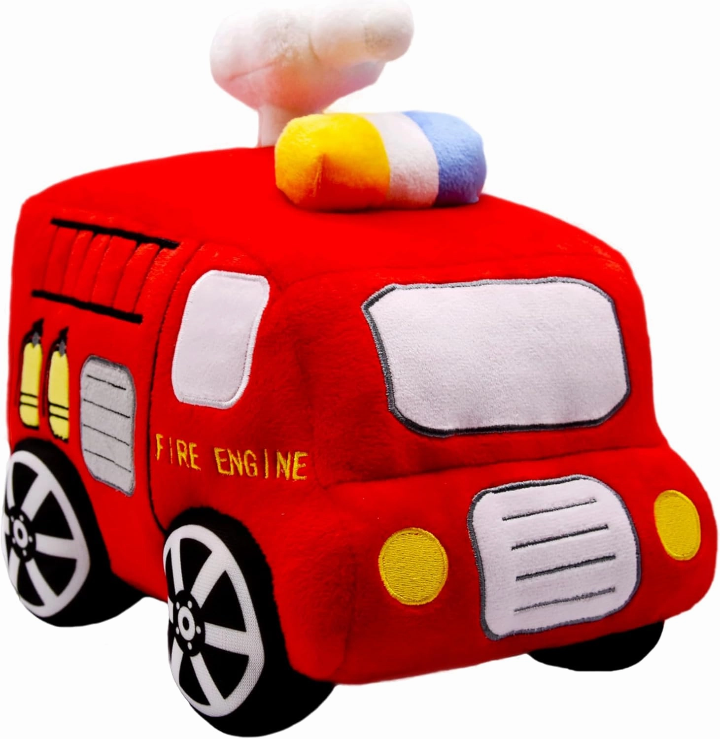 BABOLI Soft Fire Engine Stuffed Special Vehicle Plush Fire Truck Cuddly Rescue Vehicle Toy Sweet Gifts for Kids Present for Birthday or Stuff Collection 10 Inches (Fire Engine)