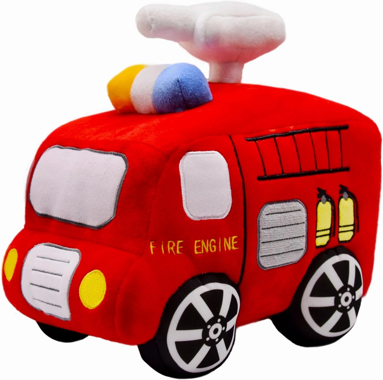 BABOLI Soft Fire Engine Stuffed Special Vehicle Plush Fire Truck Cuddly Rescue Vehicle Toy Sweet Gifts for Kids Present for Birthday or Stuff Collection 10 Inches (Fire Engine)
