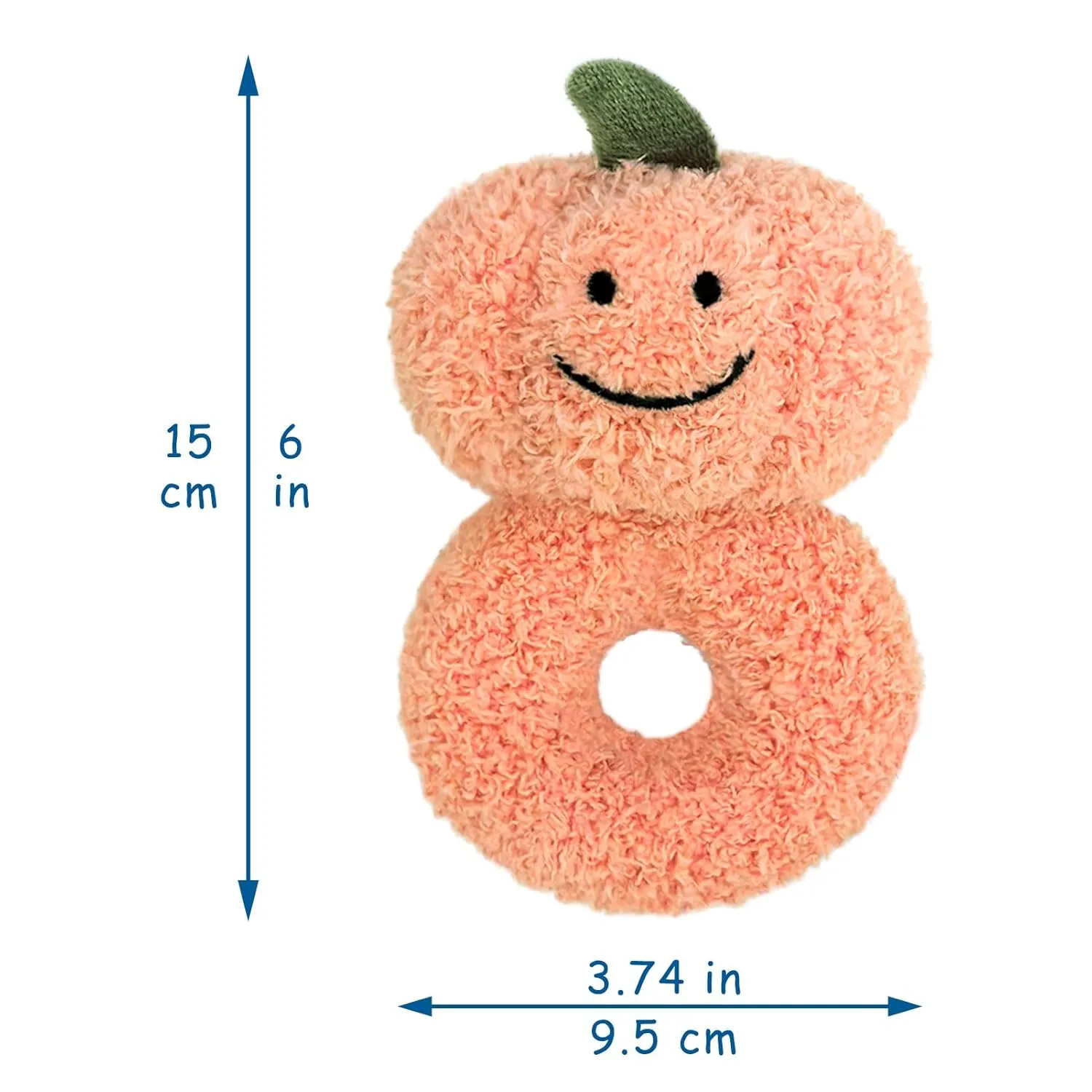 Baby Pumpkin Soft Rattle Toy, Plush Pumpkin Infant Shaker Rattle Easy-Grasp Stuffed Animal Toy, Gifts for Newborns Babies Toddlers Boys Girls, Orange, 6 Inches