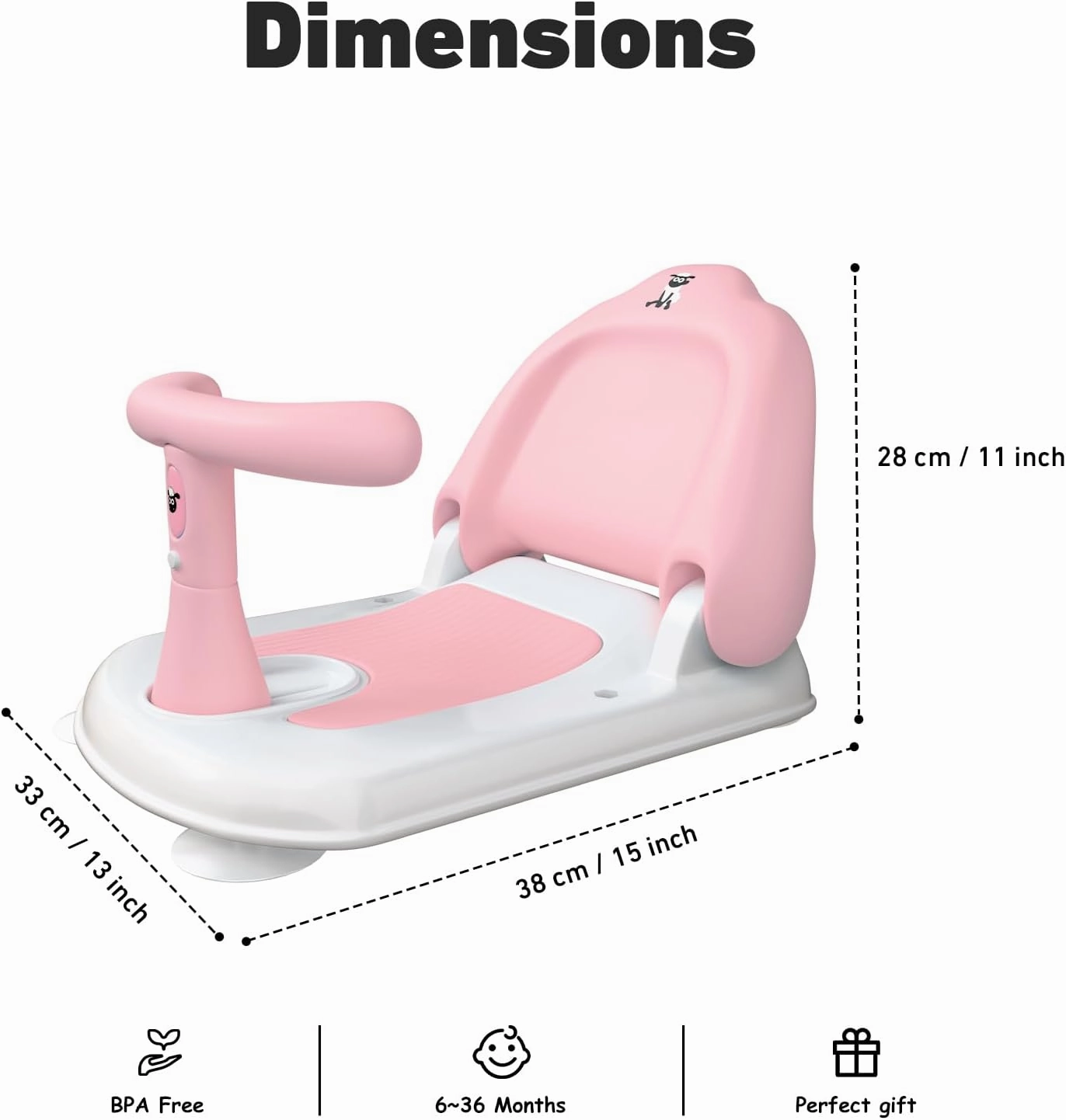 Baby Bath Seat for Babies 6 Months & up, Non-Slip Toddler Bath Seat for Baby & Newborn, Infant Kids Boy Girls Bathroom Bathtub Shower Toy Gifts