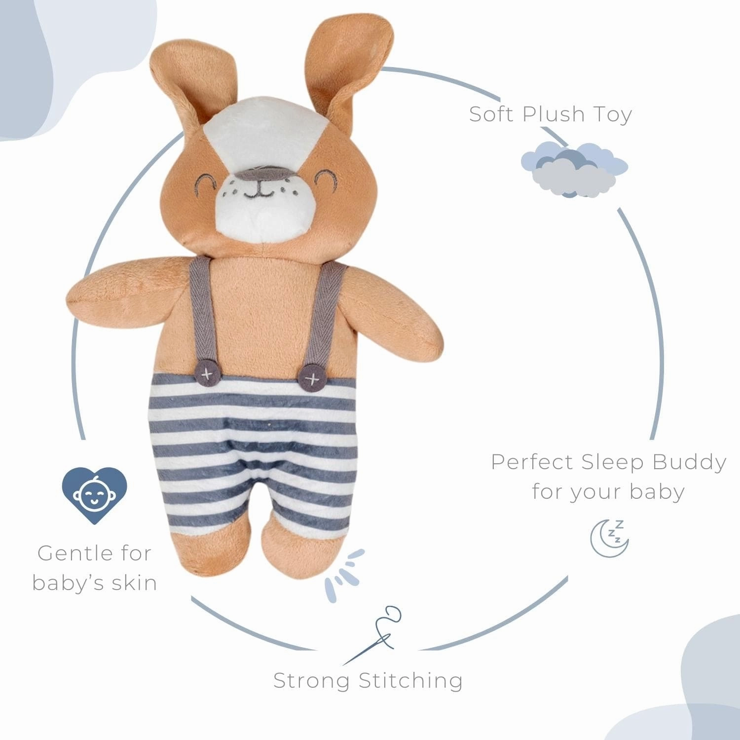 Baby Moo Dog Snuggle Buddy Soft Rattle and Plush Blanket Gift Toy Blanket - White