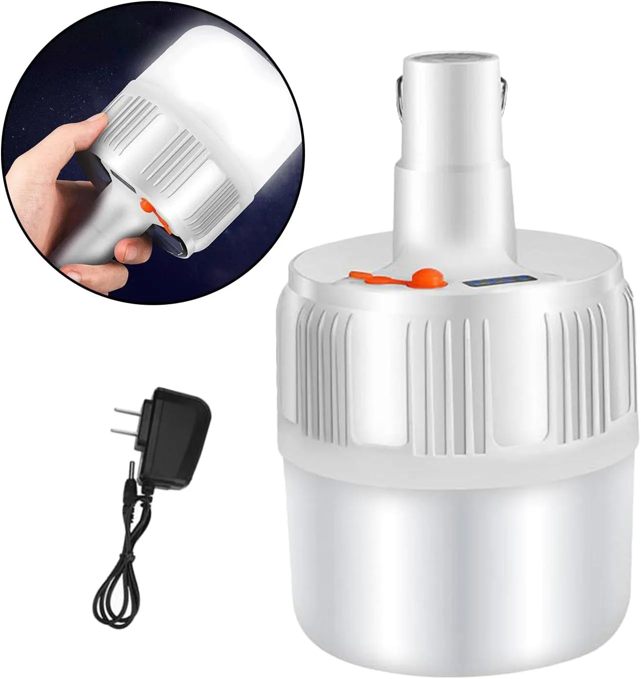 barenx Portable LED Camping Lantern Rechargeable, Waterproof Emergency LED Light with Hanging Hook - US Adapter   Charging Power Display