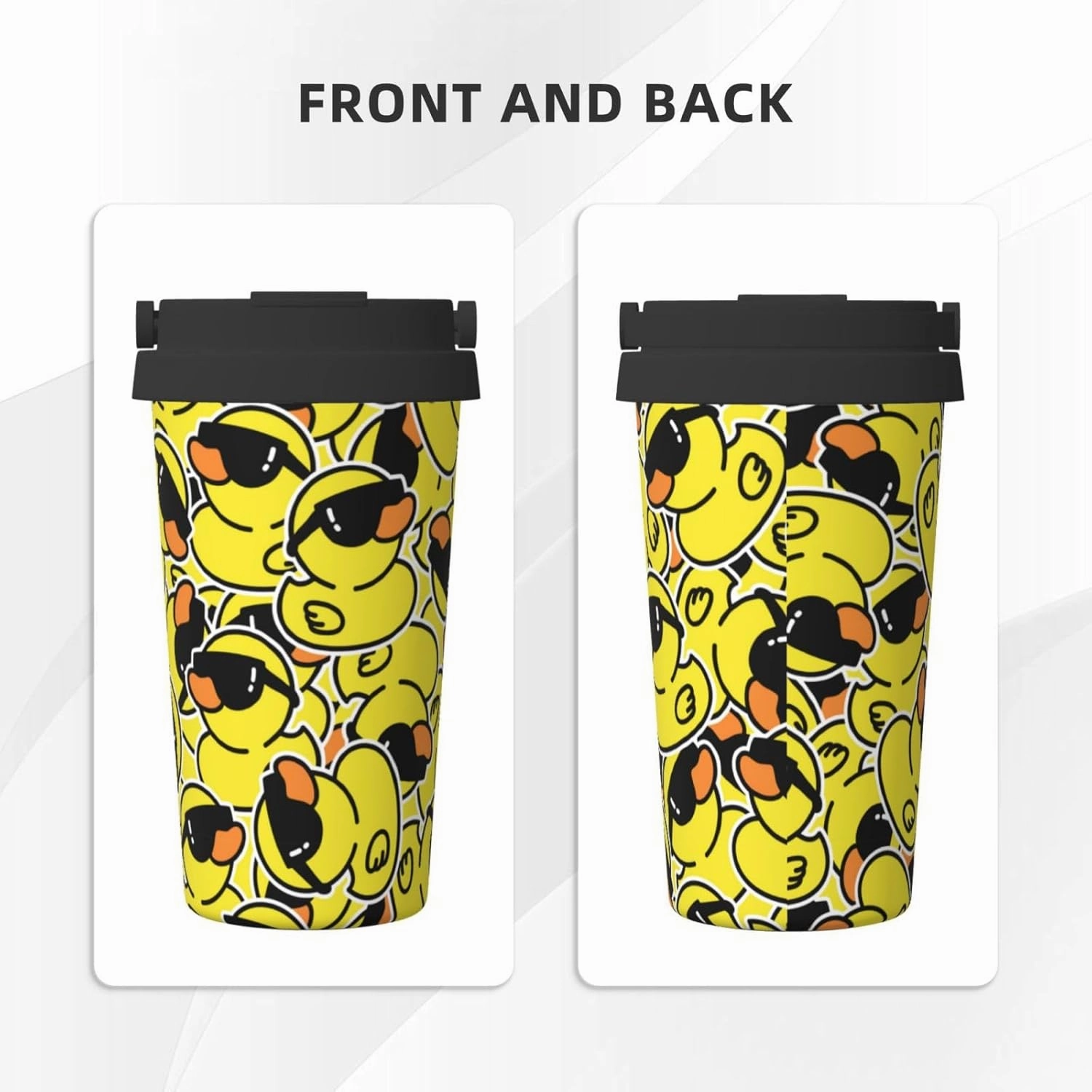 bassyil Cute Duck 17oz Insulated Coffee Mug with Flip Lid Handle Yellow Duck Stainless Steel Insulated Travel Tumbler Spill Proof Kawaii Duck Things Stuff Decor