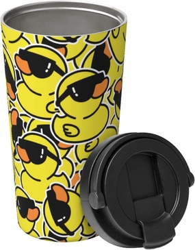 bassyil Cute Duck 17oz Insulated Coffee Mug with Flip Lid Handle Yellow Duck Stainless Steel Insulated Travel Tumbler Spill Proof Kawaii Duck Things Stuff Decor