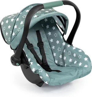Bayer Design - Doll Deluxe Car Seat with Shade Sun Grey Green - Toy for Babies up to 18" - Seat Belt - Star - Age 3  - 67958AA