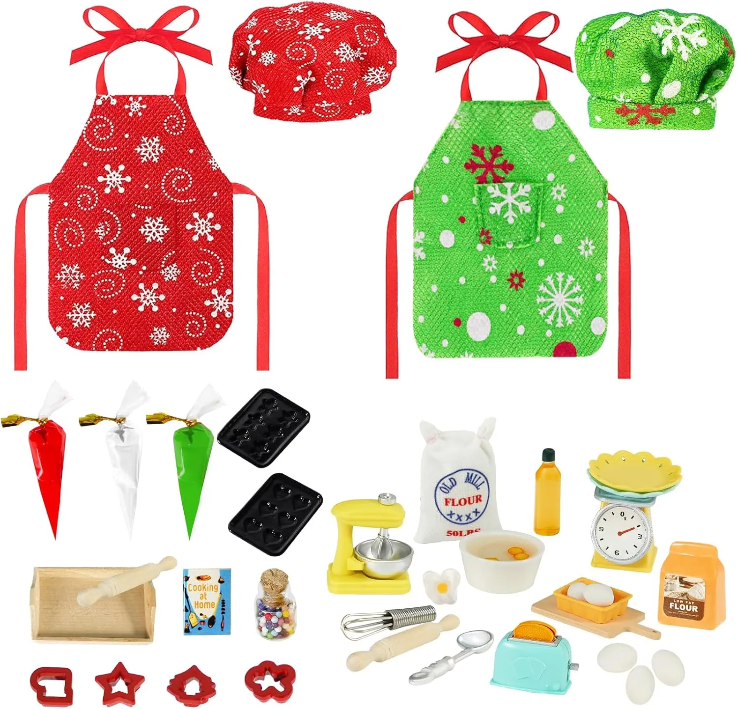 Bbiamsleep 41 Pcs Christmas Mini Cooking Accessories Include Baker Outfit Baking Props Mini Christmas Baking Accessories