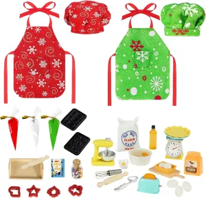 Bbiamsleep 41 Pcs Christmas Mini Cooking Accessories Include Baker Outfit Baking Props Mini Christmas Baking Accessories
