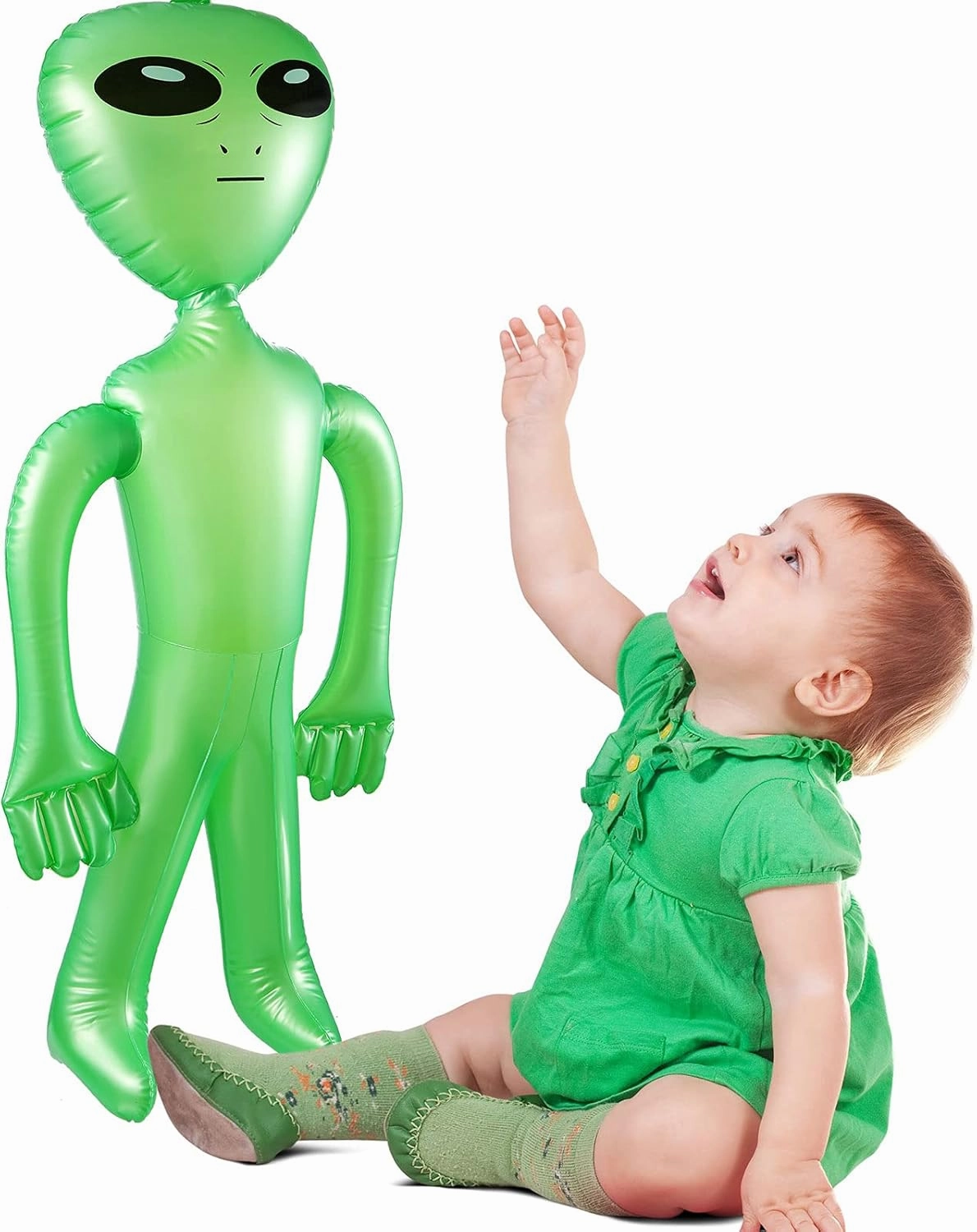 BBTO 3 Pcs Alien Inflates Inflatable Jumbo Alien Blow up Toy for Party Decorations, Halloween, Birthday, Theme Party(35 Inch,Green, Purple)