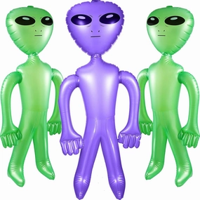 BBTO 3 Pcs Alien Inflates Inflatable Jumbo Alien Blow up Toy for Party Decorations, Halloween, Birthday, Theme Party(35 Inch,Green, Purple)