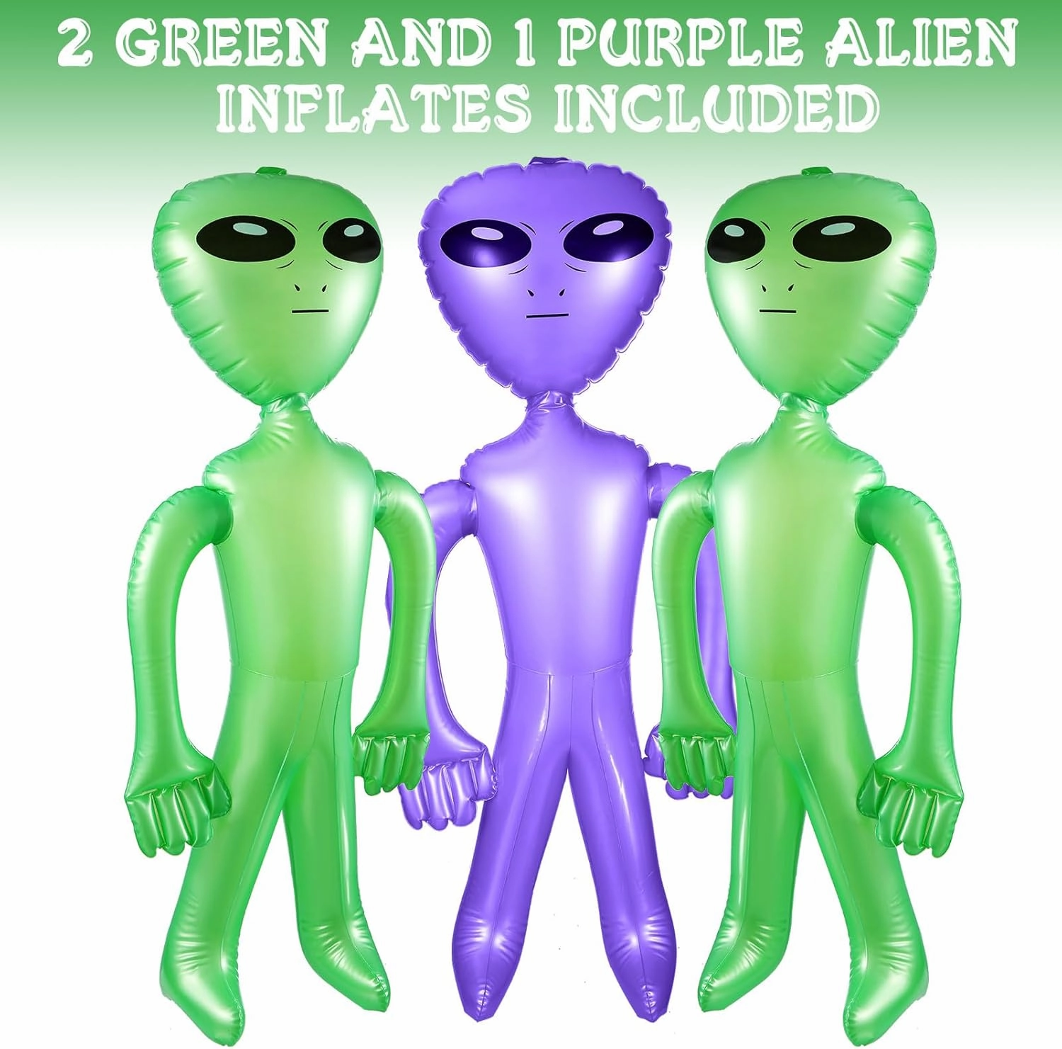 BBTO 3 Pcs Alien Inflates Inflatable Jumbo Alien Blow up Toy for Party Decorations, Halloween, Birthday, Theme Party(35 Inch,Green, Purple)