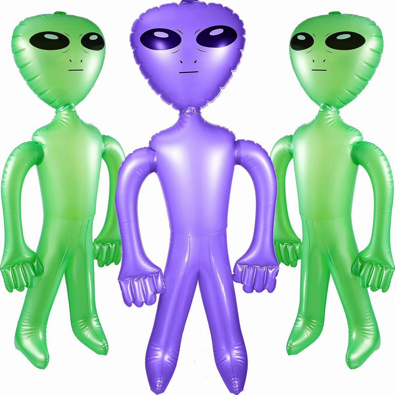 BBTO 3 Pcs Alien Inflates Inflatable Jumbo Alien Blow up Toy for Party Decorations, Halloween, Birthday, Theme Party(35 Inch,Green, Purple)