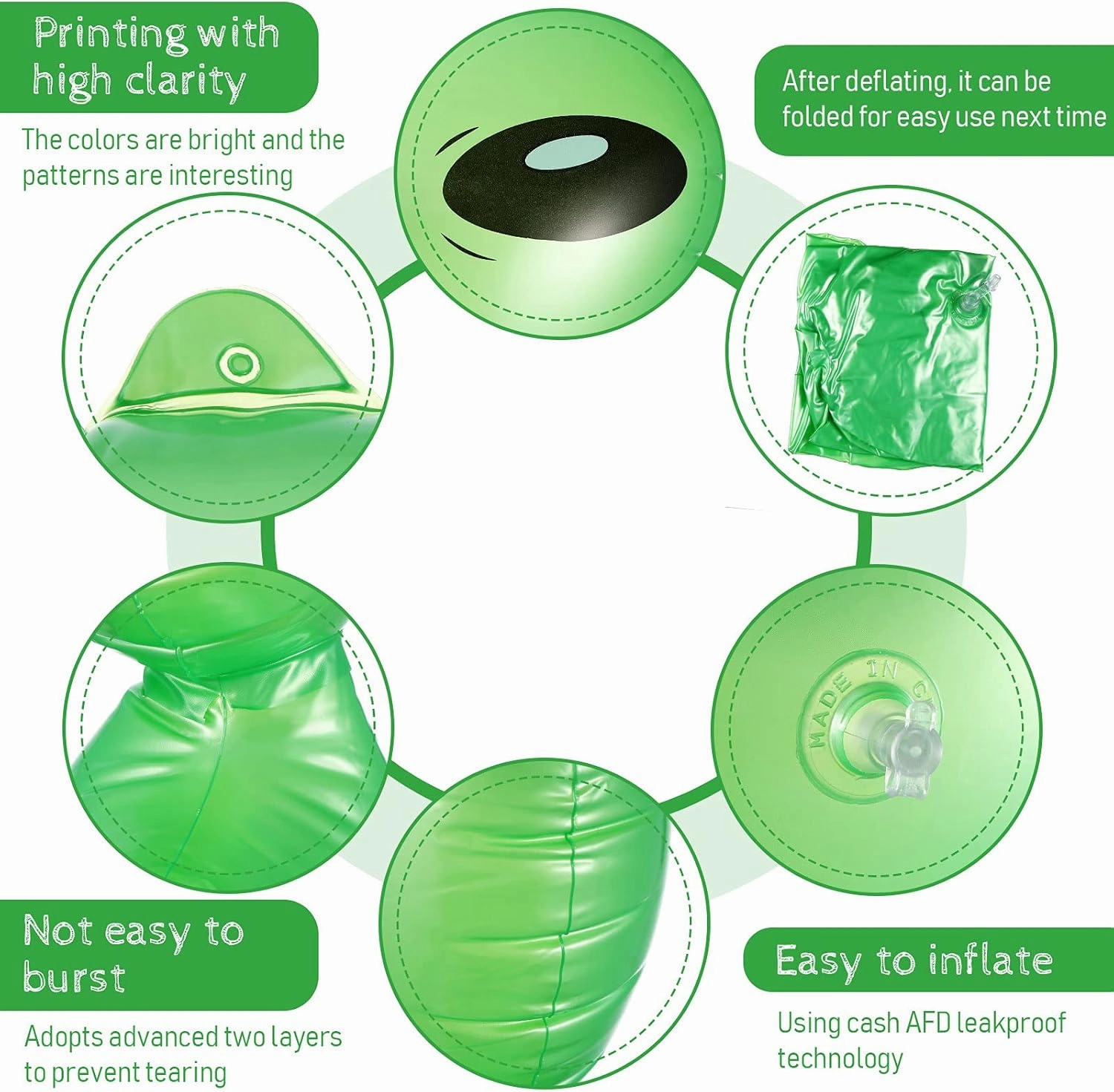 BBTO 3 Pcs Alien Inflates Inflatable Jumbo Alien Blow up Toy for Party Decorations, Halloween, Birthday, Theme Party(35 Inch,Green, Purple)