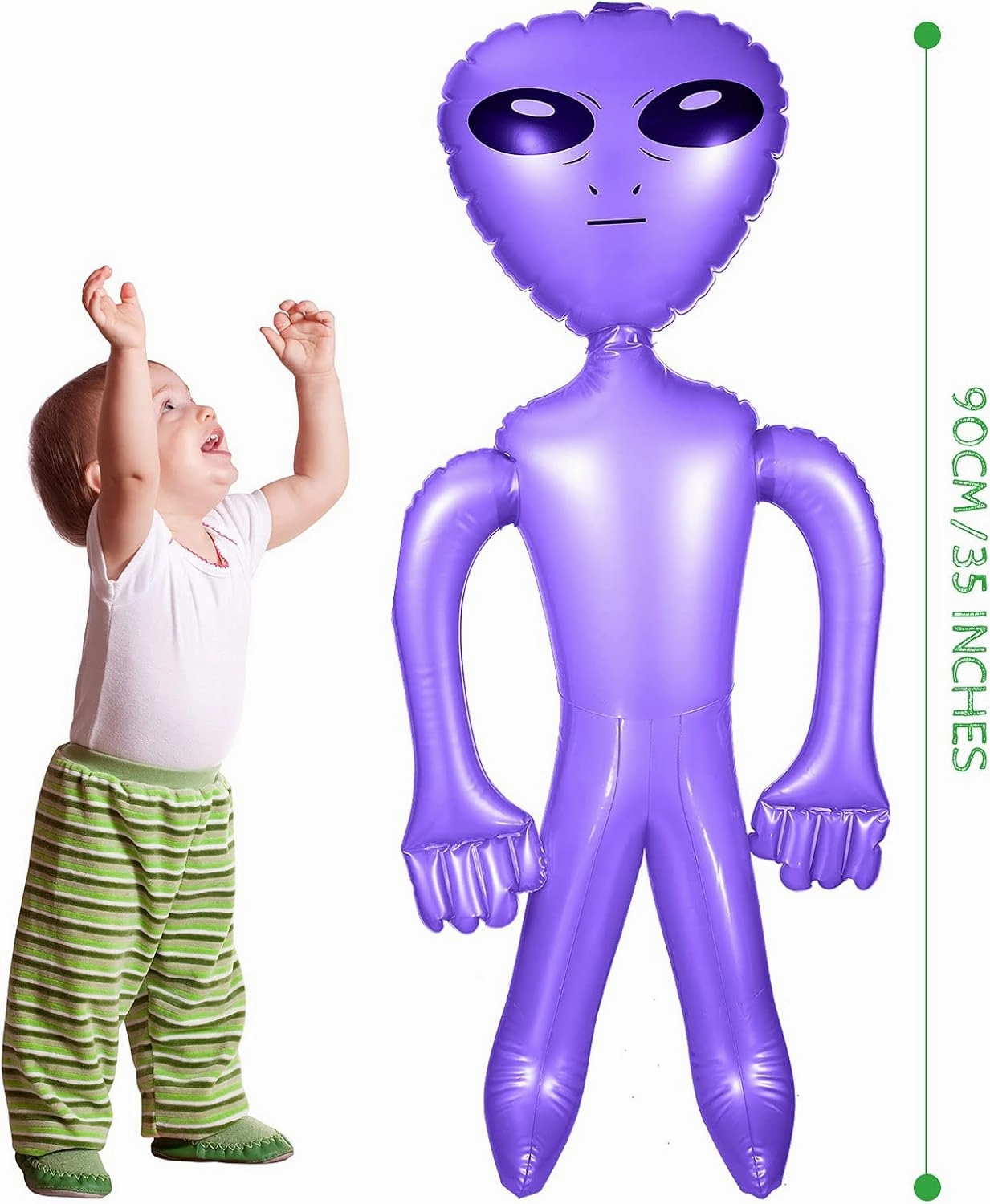 BBTO 3 Pcs Alien Inflates Inflatable Jumbo Alien Blow up Toy for Party Decorations, Halloween, Birthday, Theme Party(35 Inch,Green, Purple)