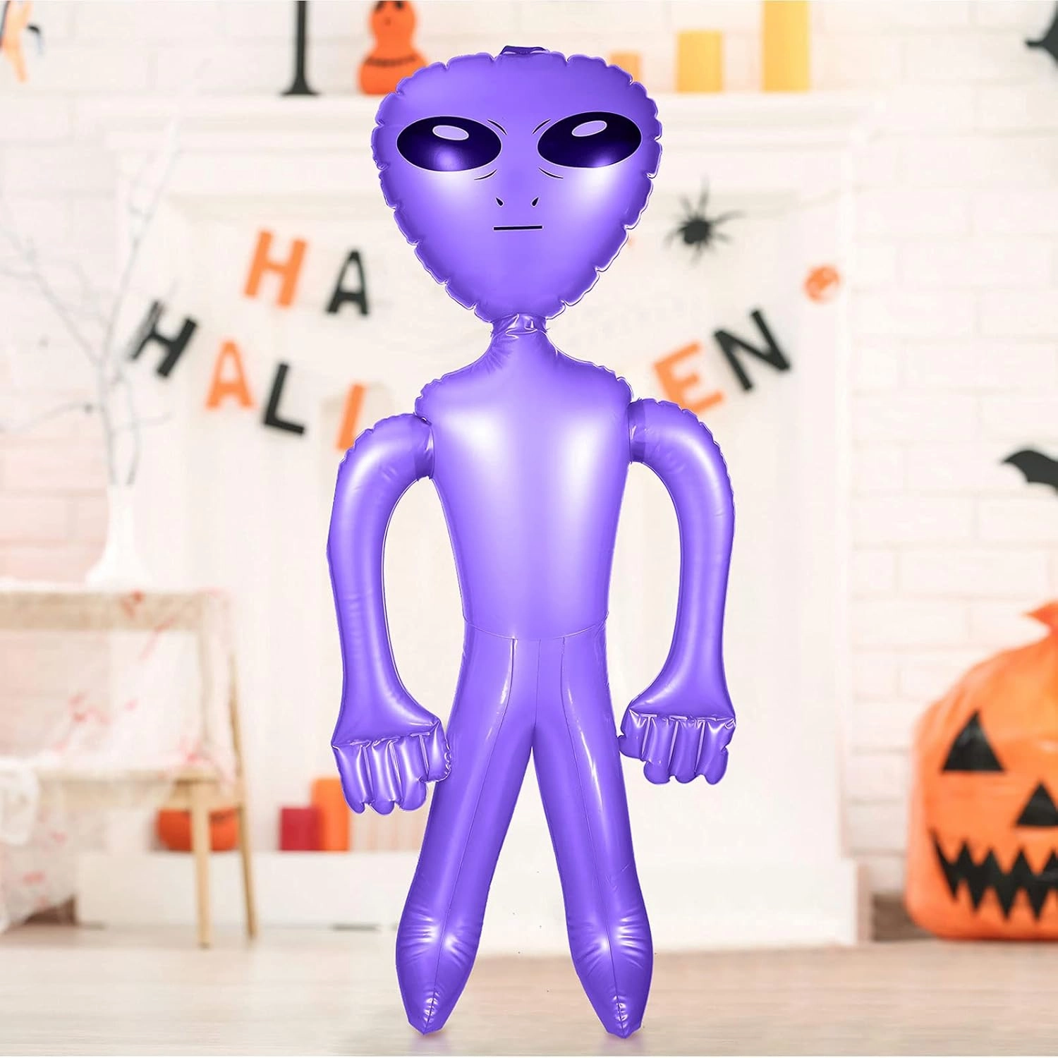 BBTO 3 Pcs Alien Inflates Inflatable Jumbo Alien Blow up Toy for Party Decorations, Halloween, Birthday, Theme Party(35 Inch,Green, Purple)