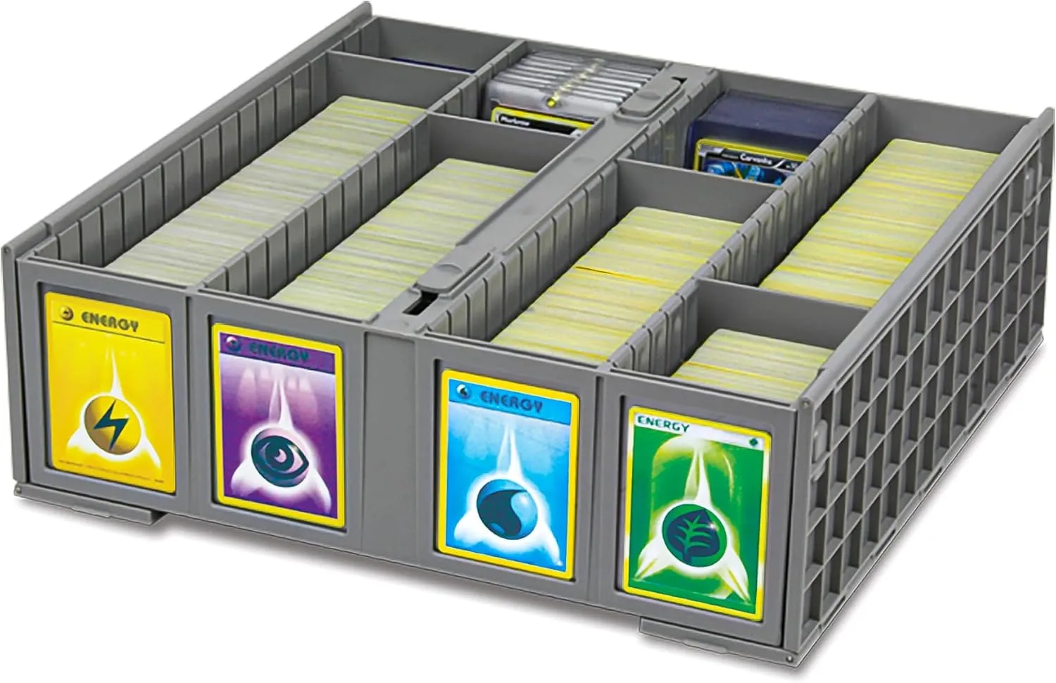 BCW Collectible Card Bin - Single Gray | Storage Box for Trading Cards | Holds 3200 Cards | Includes 4 Card Storage Partitions | Loose Trading Card Storage for Pokemon, MTG, and Sports Cards