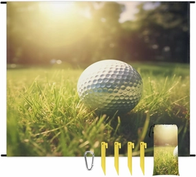 Beach Blanket, Golf Ball Sandproof Beach Mat, Waterproof Quick Drying Sand Free Mat with 4 x Ground Spikes for Outdoor Travel Camping Hiking, Golf Sports 68 x 59 in