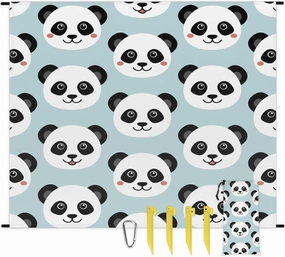 Beach Blanket, Panda Print Sandproof Beach Mat, Waterproof Quick Drying Sand Free Mat with 4 x Ground Spikes for Outdoor Travel Camping Hiking, Funny Animal Panda 68 x 59 in