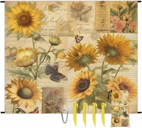 Beach Blanket, Retro Sunflower Sandproof Beach Mat, Waterproof Quick Drying Sand Free Mat with 4 x Ground Spikes for Outdoor Travel Camping Hiking, Sunflowers 68 x 59 in