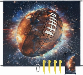 Beach Blanket, Rugby Football Sandproof Beach Mat, Waterproof Quick Drying Sand Free Mat with 4 x Ground Spikes for Outdoor Travel Camping Hiking, Sport Theme 68 x 59 in