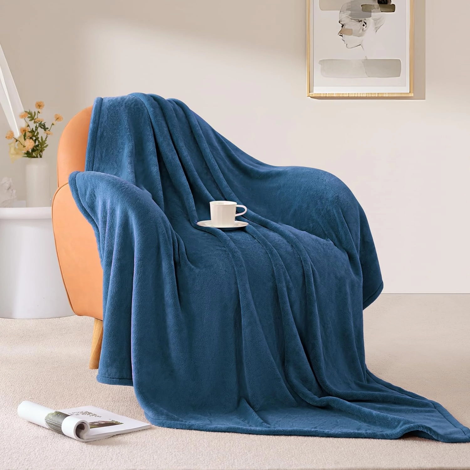 BEAUTEX Fleece Blanket Queen Size Super Soft Flannel Throw Blanket Lightweight Fuzzy Plush Blanket for Couch Sofa or Bed All Seasons (Dusty Blue, 90" x 90")