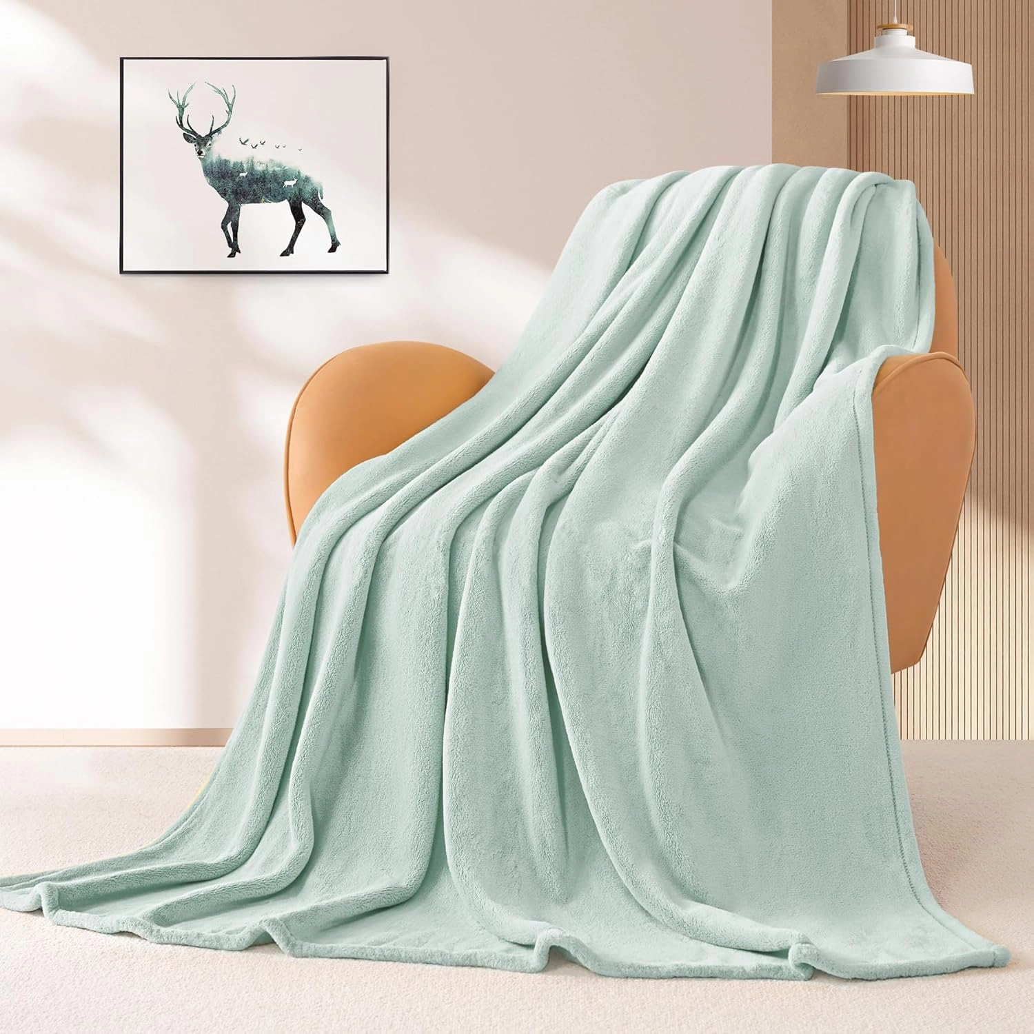 BEAUTEX Fleece Blanket Queen Size Super Soft Flannel Throw Blanket Lightweight Fuzzy Plush Blanket for Couch Sofa or Bed All Seasons (Mint, 90" x 90")