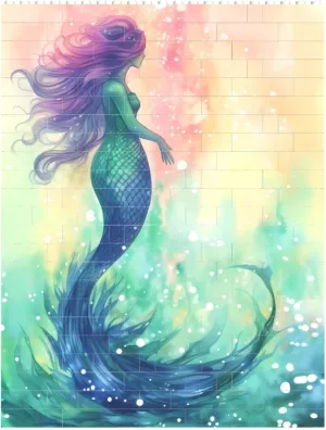 Beautiful Mermaid Tail Building Block Puzzle Personalized Building Bricks for Adults Square Shaped Block Puzzle Building Brick Block Puzzles Valentine's Day Gifts for Home Decor Brick Puzzle