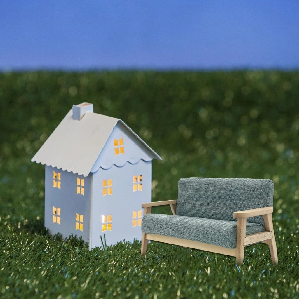 Bedroom Loveseat Sofa Bright Armchair Miniature Furniture Model Doll Houses Couch Accessory Realistic Playset 1:12