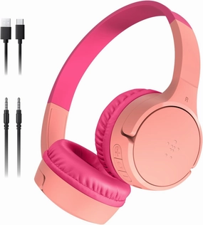 Belkin SoundForm Mini - Wireless Bluetooth Kids Headphones with 30H Battery Life, 85dB Safe Volume Limit, Built-in Microphone - Kids On-Ear Earphones for iPhone, iPad, Fire Tablet & More - Pink