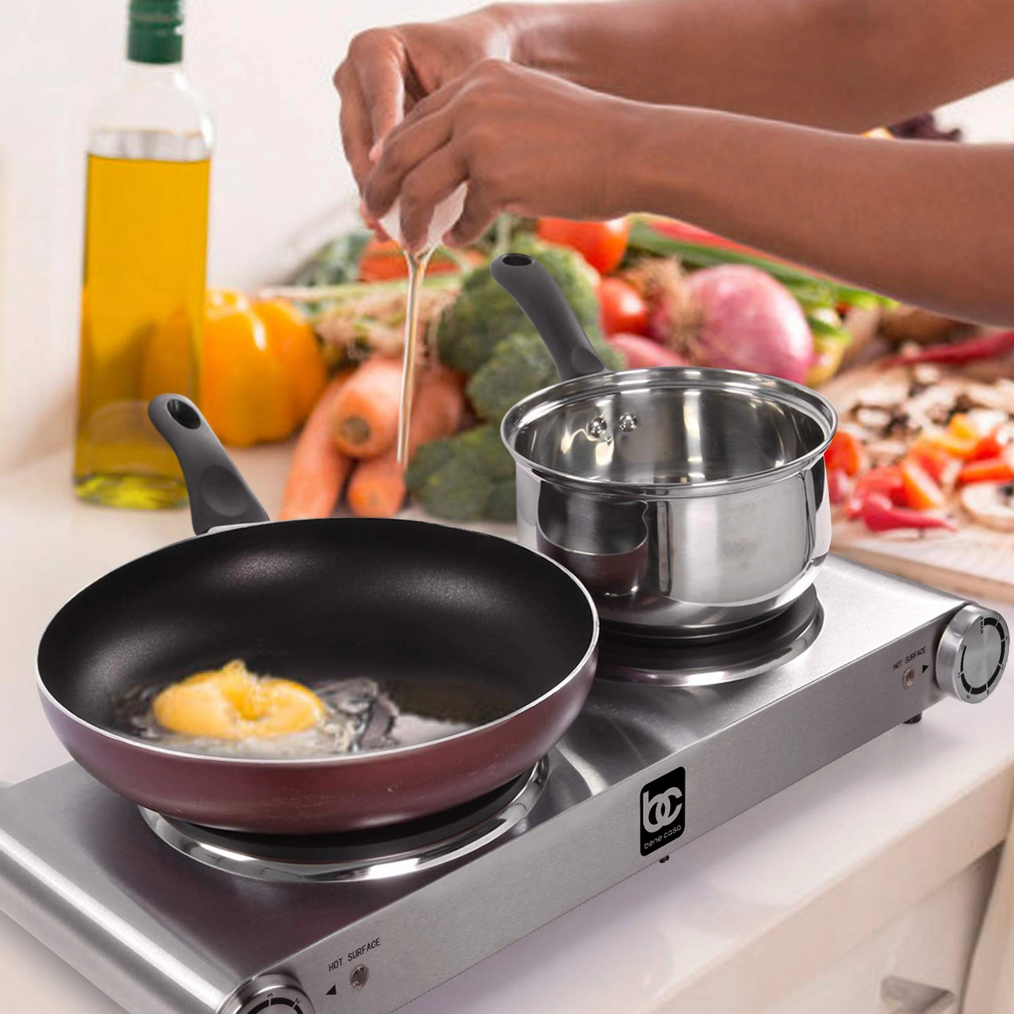 Bene Casa Stainless Steel Double Burner 1800 Watts