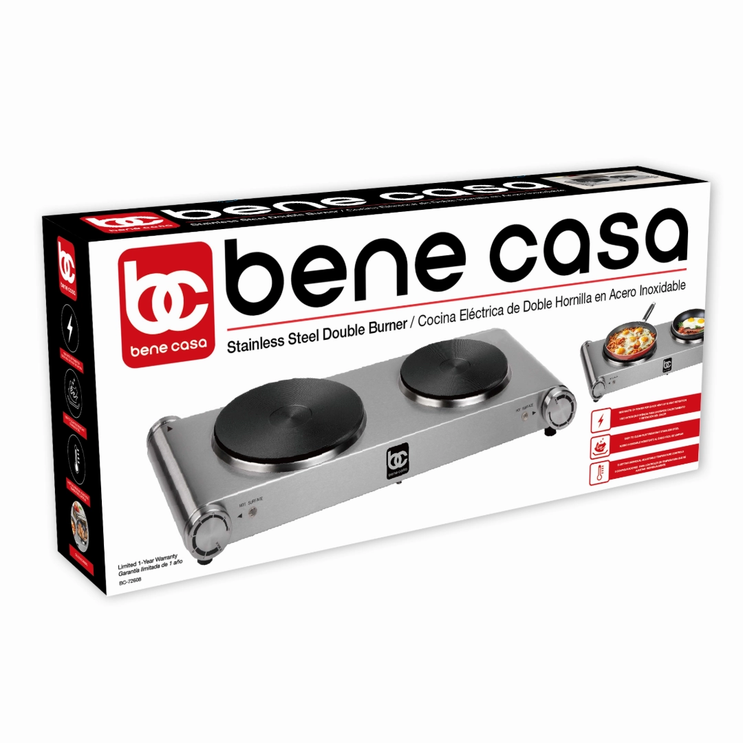 Bene Casa Stainless Steel Double Burner 1800 Watts