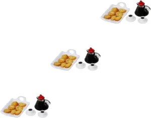 BESPORTBLE 3 Sets Kitchen Desktop Miniature Food Set Tiny Cups Collection Wear-Resistant Mini Decor for Boys and Girls