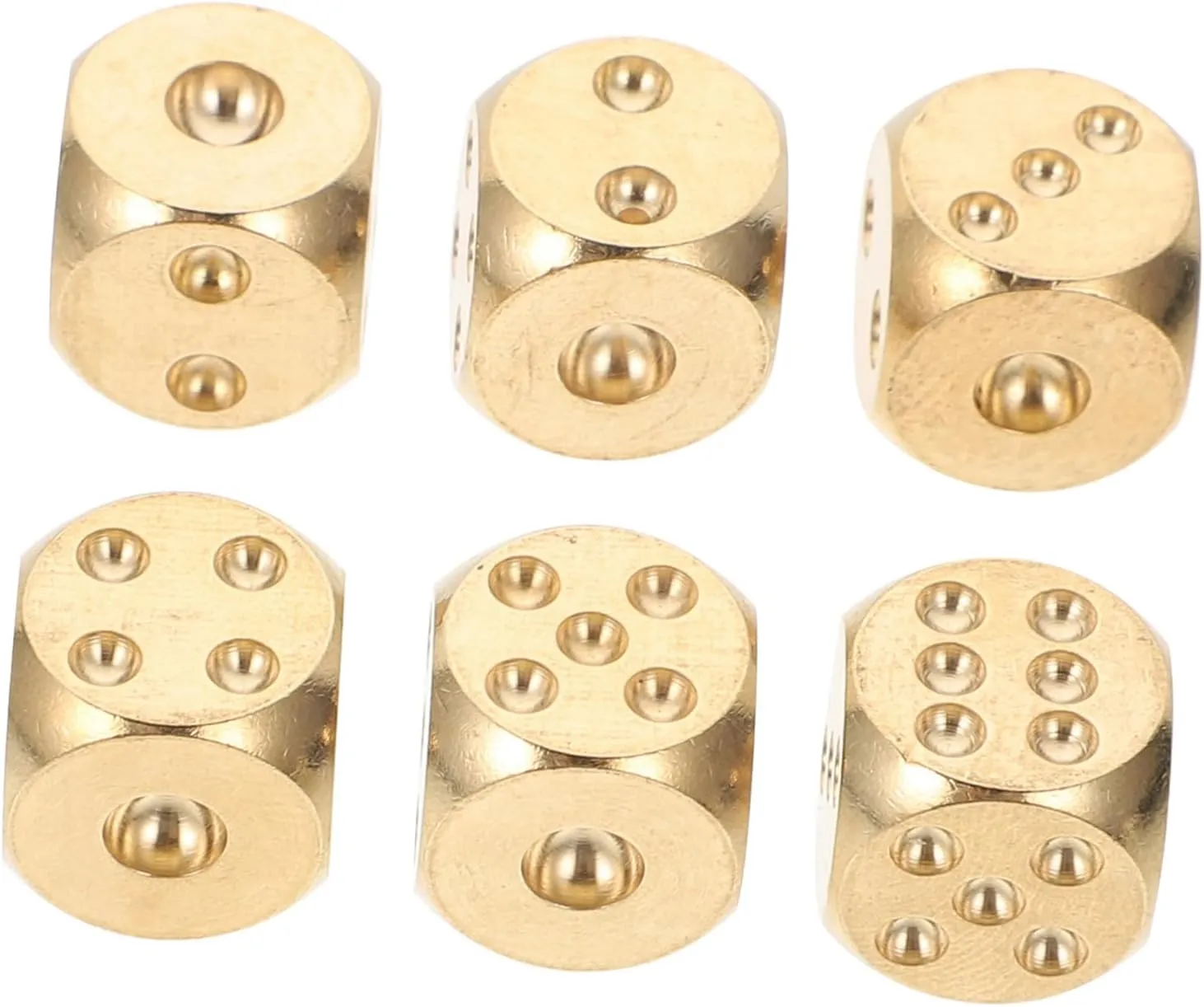 BESPORTBLE 6pcs Solid Brass Dice Small Game Props for Tabletop Rpgs Bar Party Entertainment