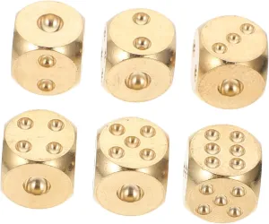 BESPORTBLE 6pcs Solid Brass Dice Small Game Props for Tabletop Rpgs Bar Party Entertainment