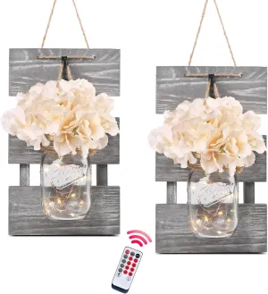 Besuerte Farmhouse Sconces Wall Decor Set Of 2, Dining Room Art Wall Decor, Home Decor,living Room, Bathroom, Hanging Vintage Wall Sconce 6-hour Timer(set Of 2) Gray