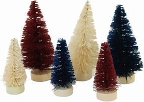 Bethany Lowe Designs LC1539 Old Glory Mini Bottle Brush Trees (Set of 6)