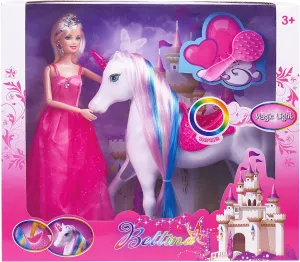 BETTINA Magic Light Unicorn & Princess Doll, Unicorn Toys for Girls 3 , Unicorn Gifts for Christmas Birthday for Kids Aged 3 4 5 6 7 8