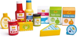 Bigjigs Toys Chilled Groceries Set | Kitchen Accessories for Pretend Fridge | Wooden Food for Shop Role Play | Shopping Gifts for 3  Year Old Toddler | Supermarket Themed Educational Toy for Children