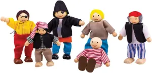 Bigjigs Toys Heritage Playset Wooden Pirate Figures - 6 Pirate Wooden Dolls, Quality Pirate Ship Accessories, Unique Pirate Ship Toys for Kids, Dolls House People