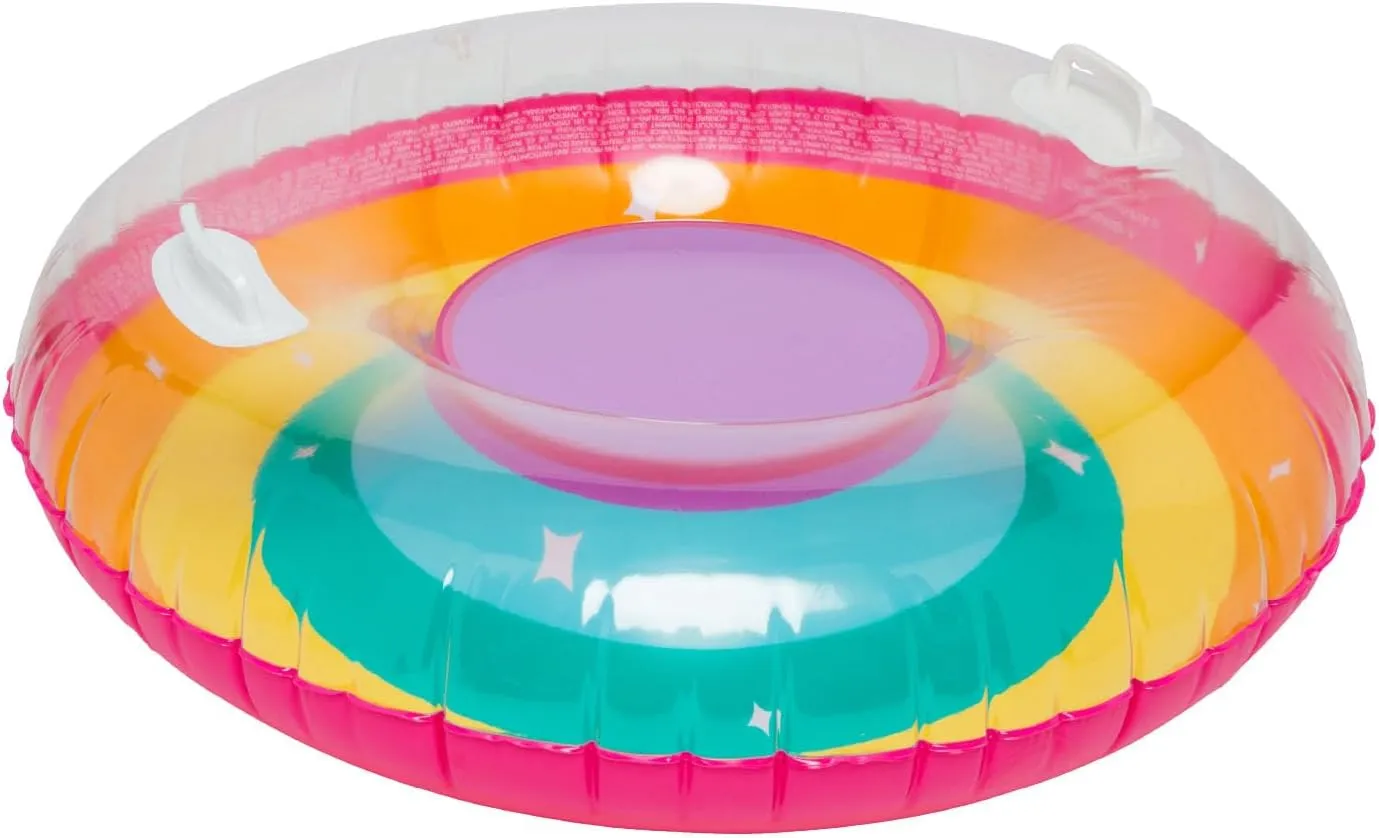BigMouth Inc Large 48" Inflatable Snow Tube for Kids and Adults, Durable Winter Toy for Tubing & Sledding - Magical Rainbow