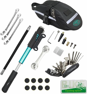 Bike Repair Kit, Bike Tire Repair Tool Kit Contains 16-in-1 Tool, 120Psi Mini Bicycle Pump, Bicycle Tire Patch Kit, Used for Mountain Bike and Road Bike.