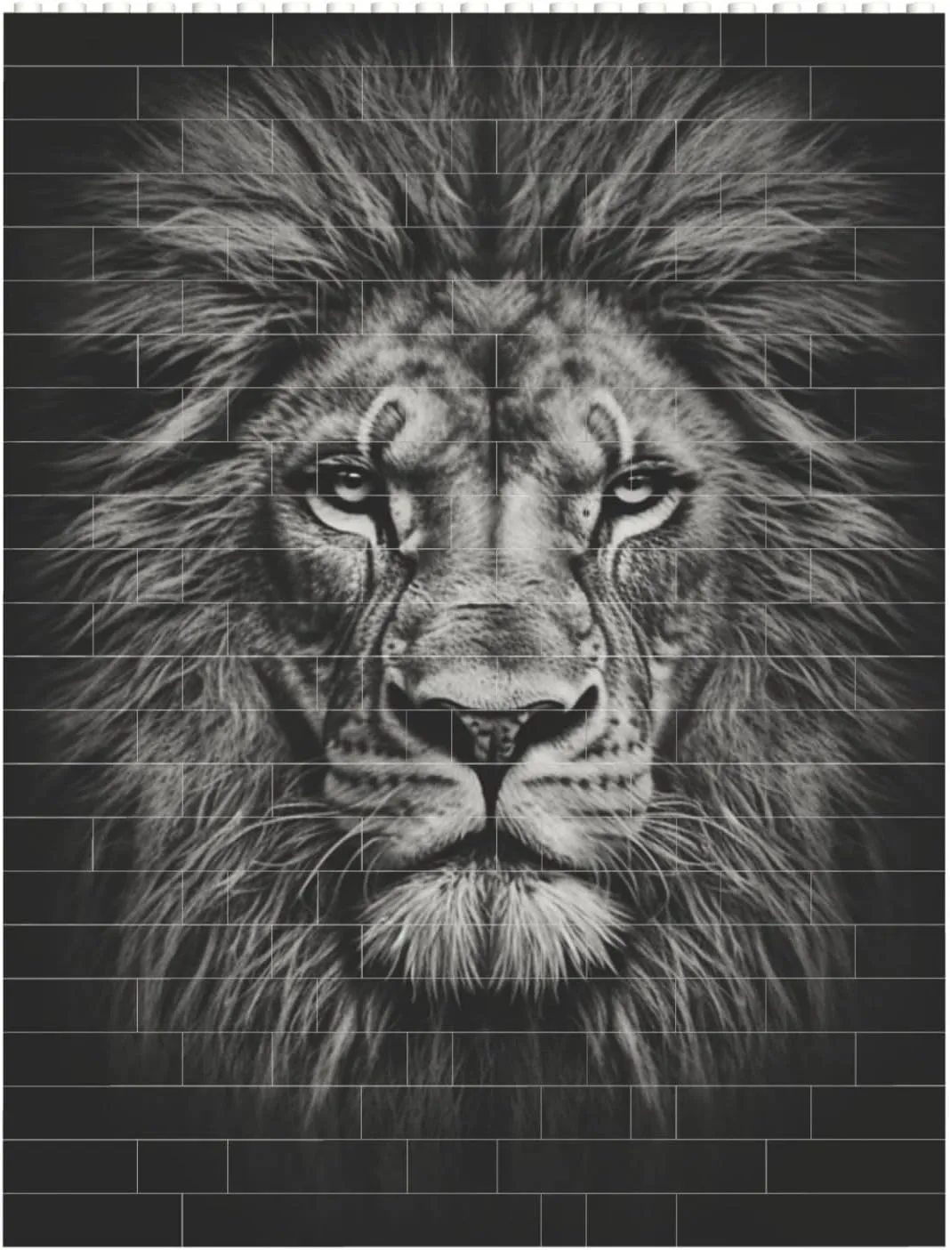Black and White Lion Head Building Block Puzzle Personalized Building Bricks Block Puzzle Building Family Keepsake DIY Brick Block Puzzles Valentine's Day Gifts for Home Decor Brick Puzzle