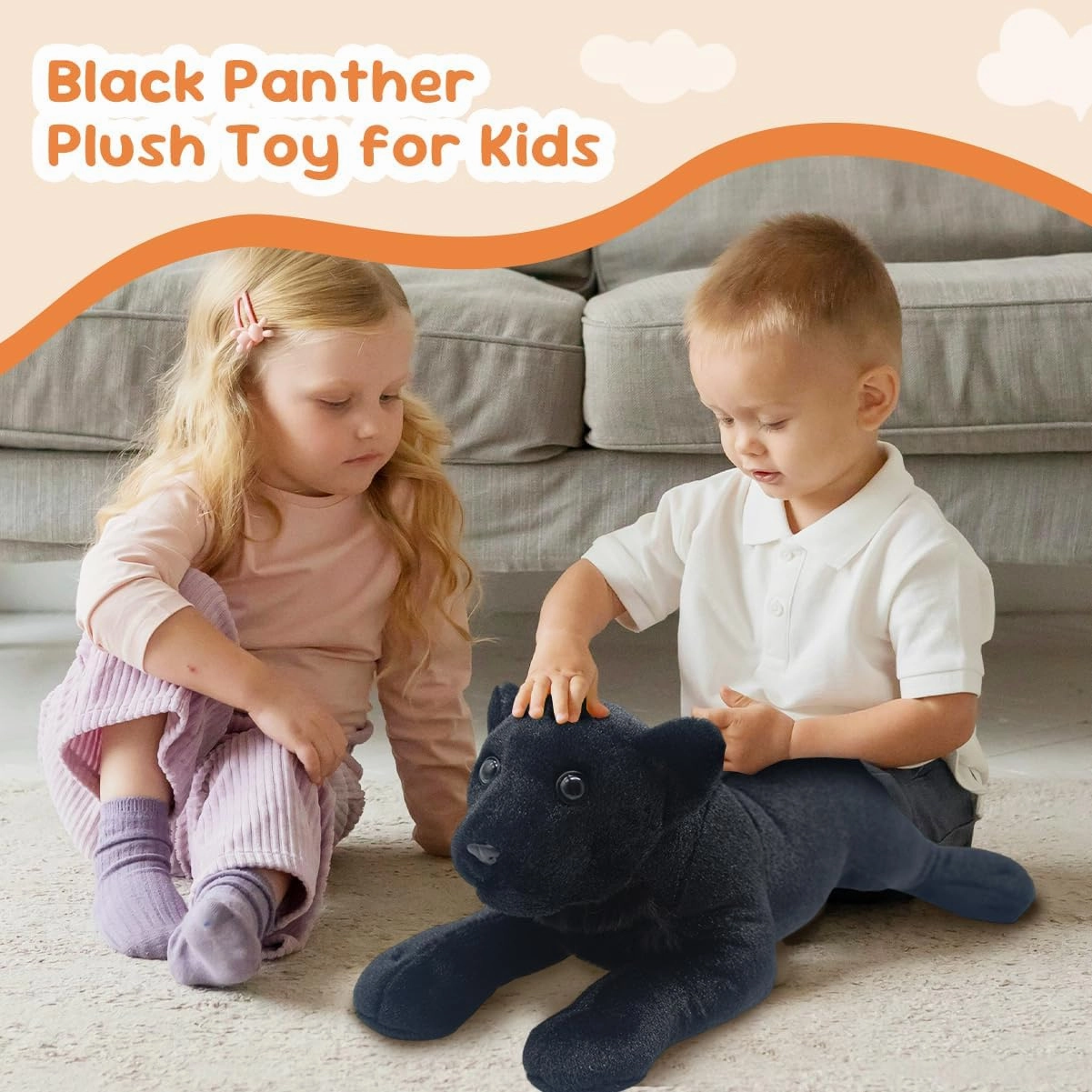Black Panther Stuffed Animal 24" Jaguar Stuffed Animal Cute Black Panther Plush Realistic Jungle Stuffed Panther Toy Pillow Soft Plush Toy Birthday Valentine's Day Gift for Kids Girls Boys