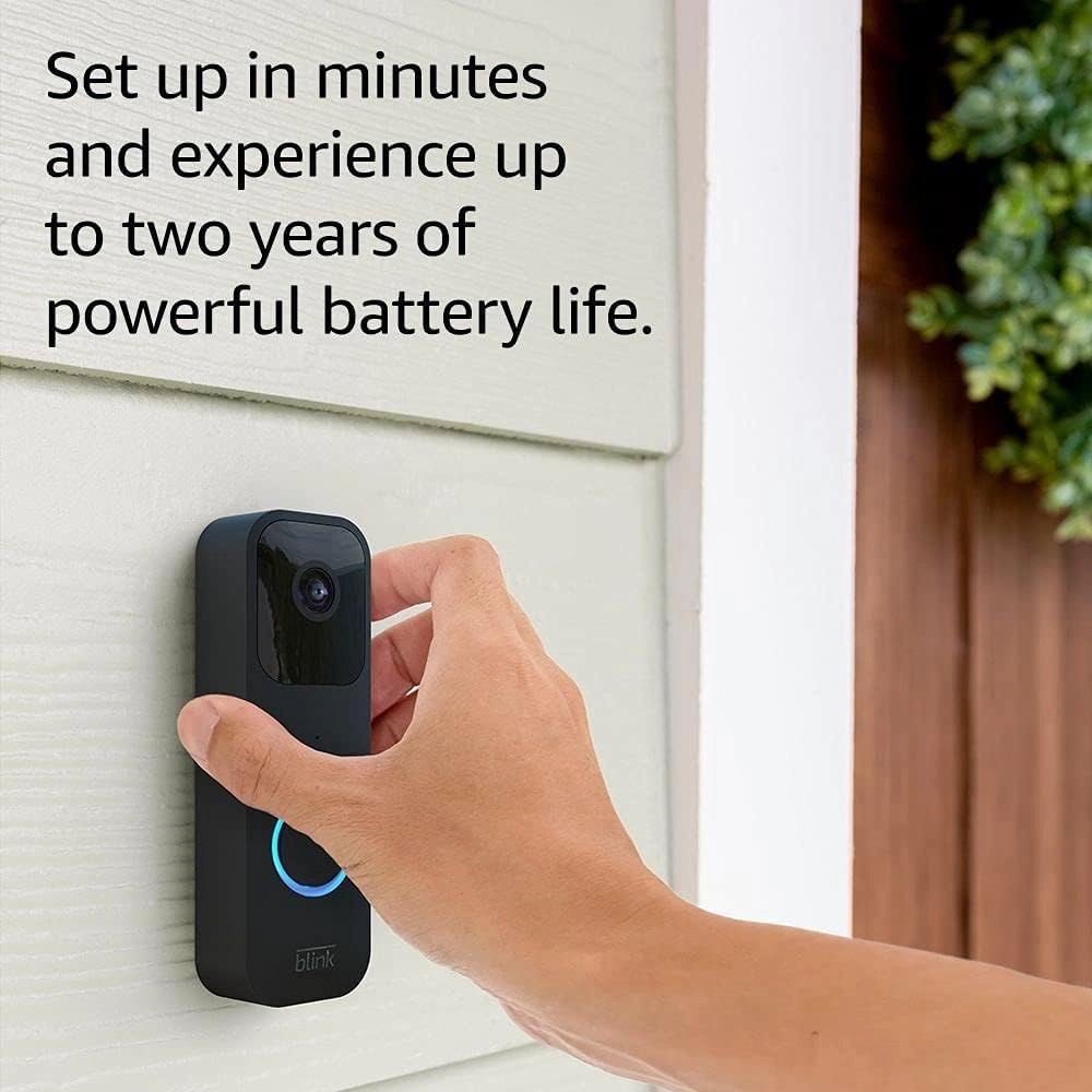 Blink Video Doorbell   Sync Module 2 (newest model) — Two-way audio, HD video, two-year battery life, motion detection, chime app alerts, Works with Alexa (Black)